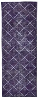 Modern Halı- Mor Pamuk Üzerine Yün El Dokuma Halı-143x390