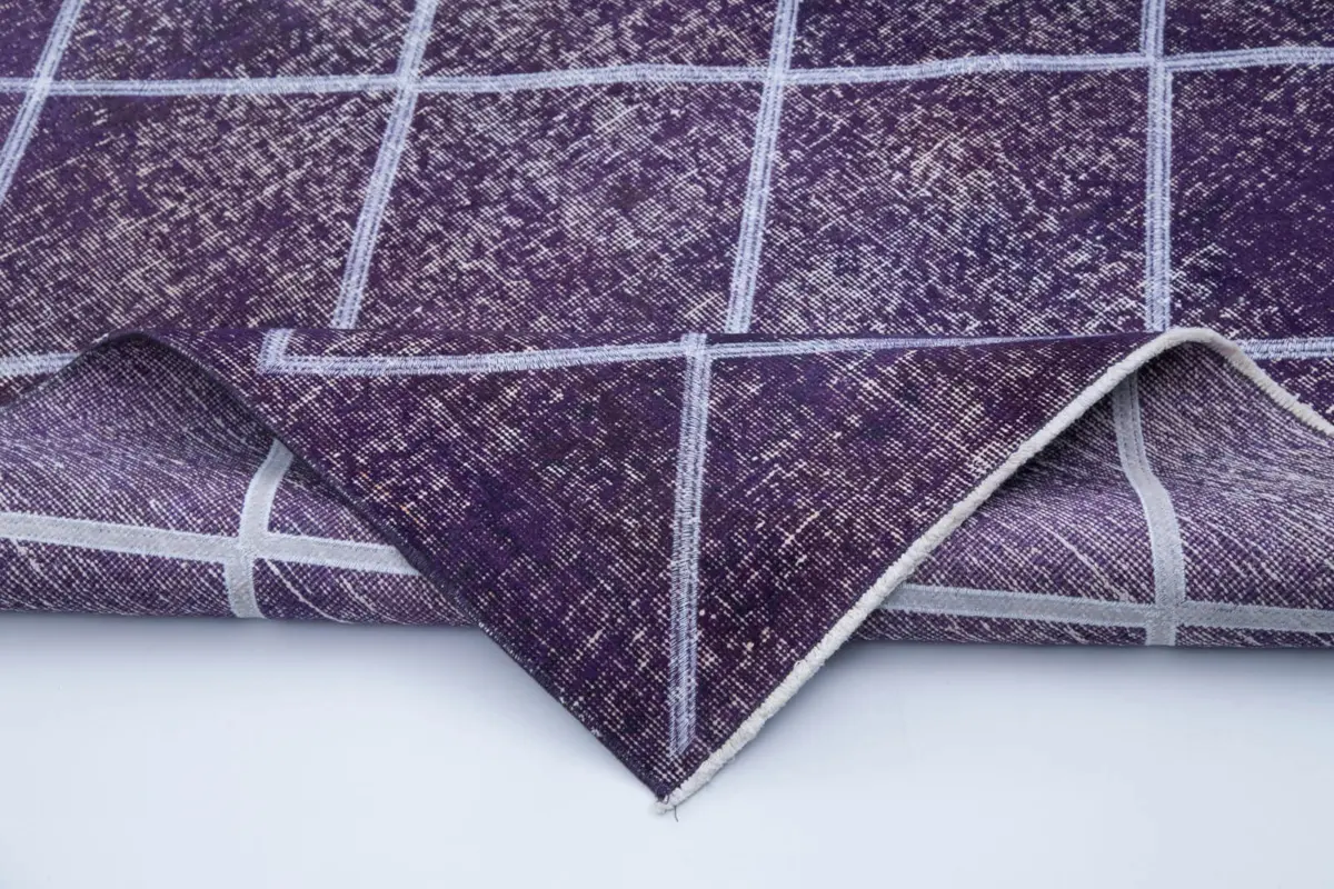 Modern Halı- Mor Pamuk Üzerine Yün El Dokuma Halı-143x390 - Görsel 5