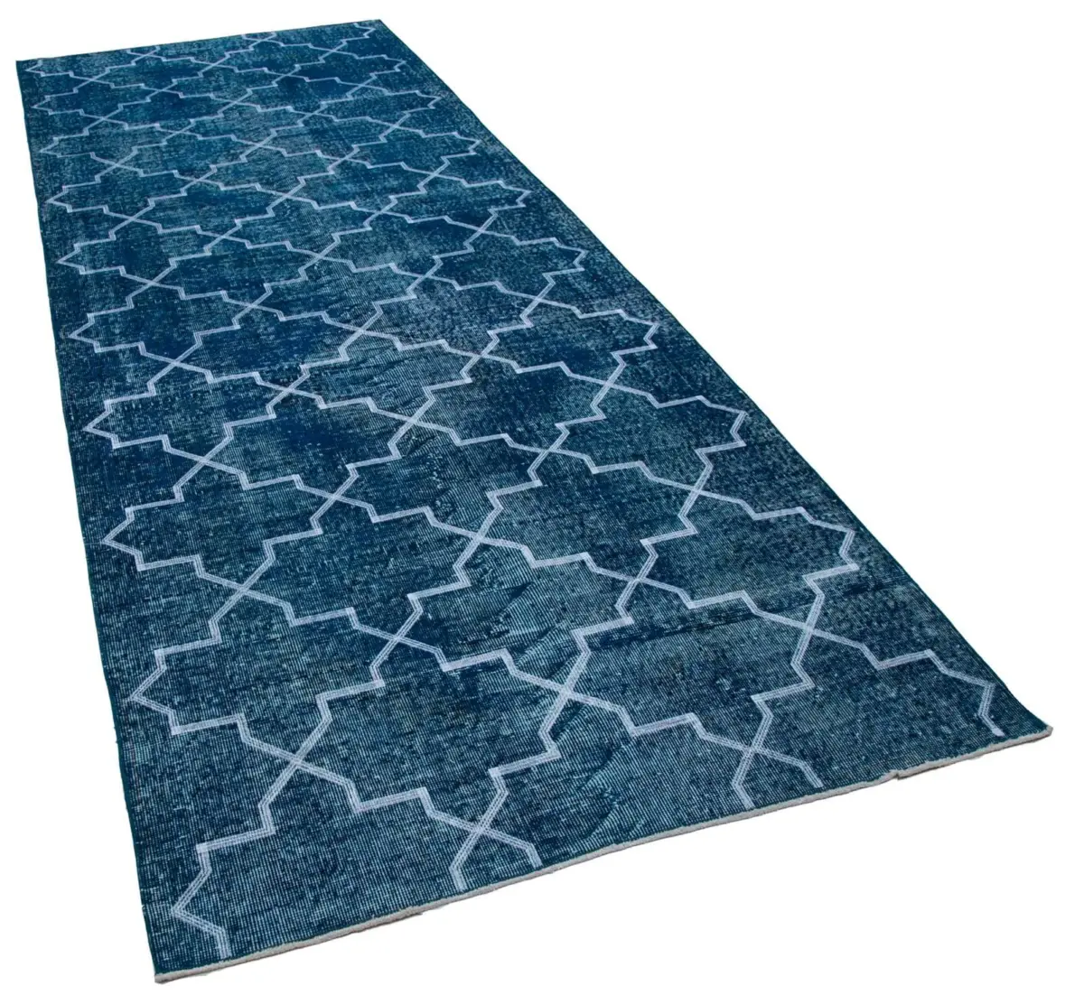 Modern Halı- Turkuaz Pamuk Üzerine Yün El Dokuma Halı-144x380 - Görsel 2