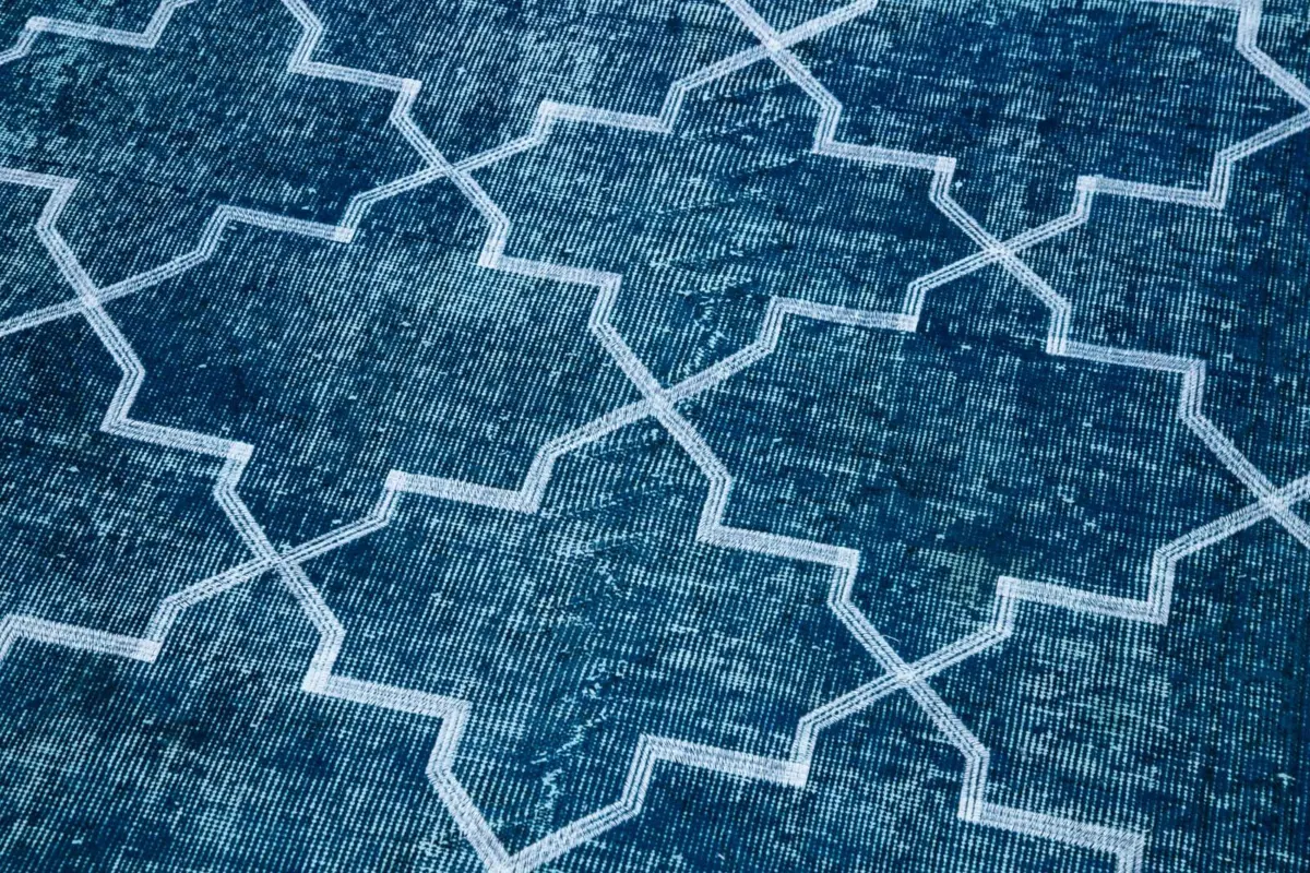 Modern Halı- Turkuaz Pamuk Üzerine Yün El Dokuma Halı-144x380 - Görsel 6