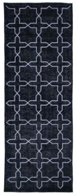 Modern Halı- Siyah Pamuk Üzerine Yün El Dokuma Halı-144x394