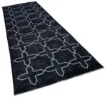 Modern Halı- Siyah Pamuk Üzerine Yün El Dokuma Halı-144x394 - Görsel 2