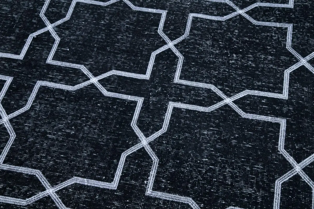 Modern Halı- Siyah Pamuk Üzerine Yün El Dokuma Halı-144x394 - Görsel 6