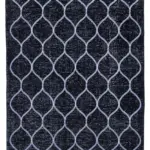 Modern Halı- Siyah Pamuk Üzerine Yün El Dokuma Halı-152x342