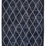 Modern Halı- Siyah Pamuk Üzerine Yün El Dokuma Halı-143x395