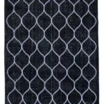 Modern Halı- Siyah Pamuk Üzerine Yün El Dokuma Halı-146x380