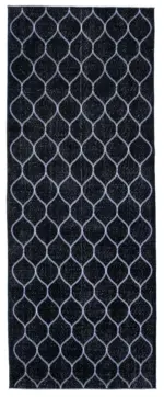 Modern Halı- Siyah Pamuk Üzerine Yün El Dokuma Halı-146x380