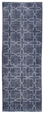 Modern Halı- Gri Pamuk Üzerine Yün El Dokuma Halı-136x384