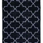 Modern Halı- Siyah Pamuk Üzerine Yün El Dokuma Halı-143x386