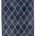 Modern Halı- Siyah Pamuk Üzerine Yün El Dokuma Halı-141x368