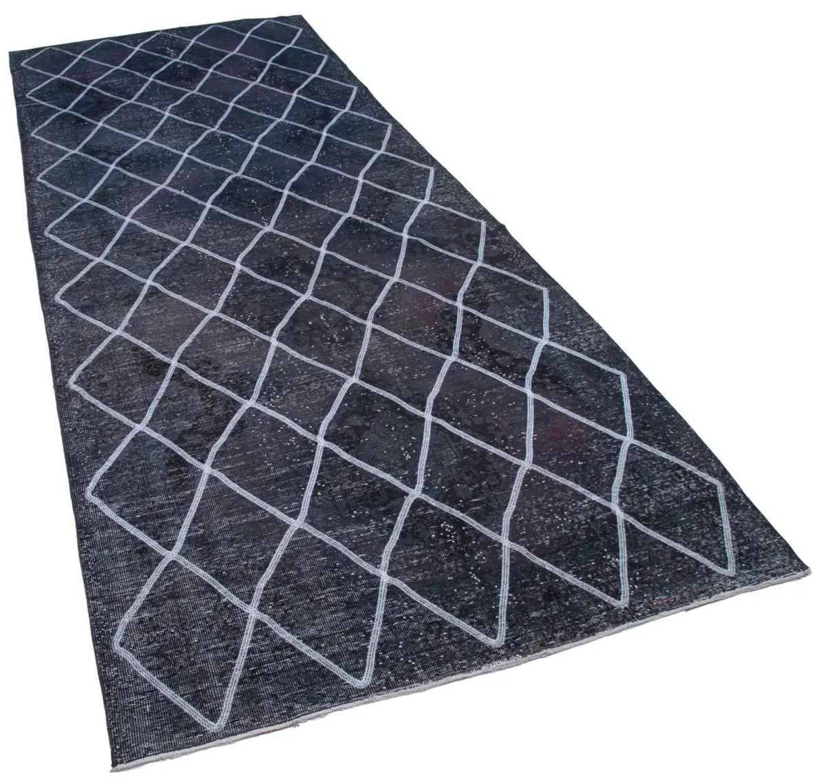 Modern Halı- Siyah Pamuk Üzerine Yün El Dokuma Halı-141x368 - Görsel 2