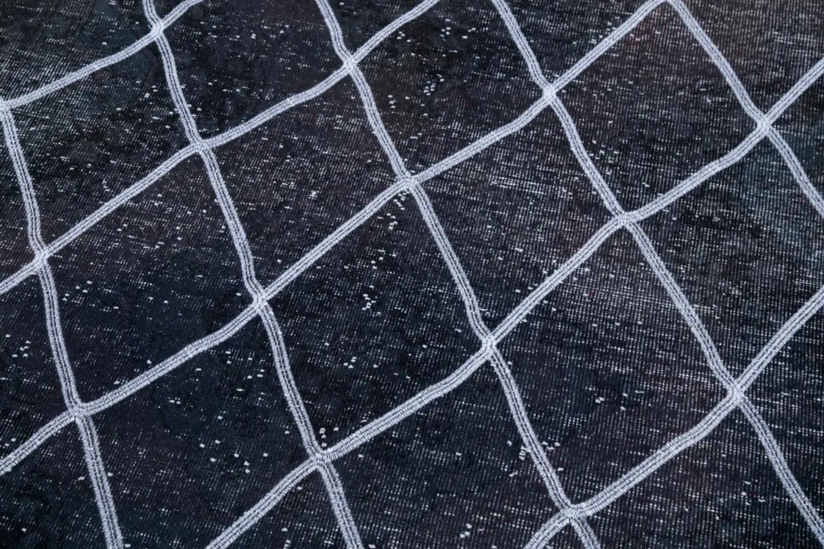 Modern Halı- Siyah Pamuk Üzerine Yün El Dokuma Halı-141x368 - Görsel 6