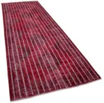 Modern Halı- Kırmızı Pamuk Üzerine Yün El Dokuma Halı-140x396 - Görsel 2