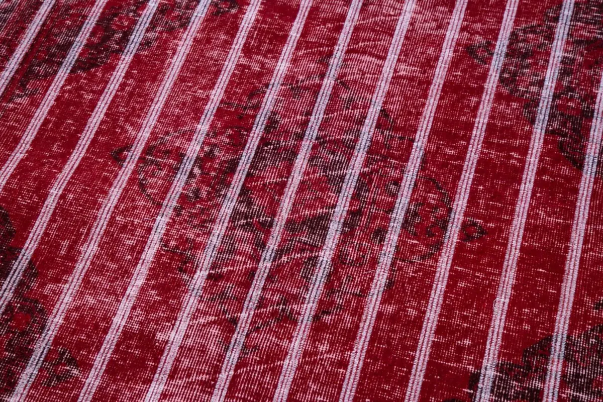 Modern Halı- Kırmızı Pamuk Üzerine Yün El Dokuma Halı-140x396 - Görsel 6