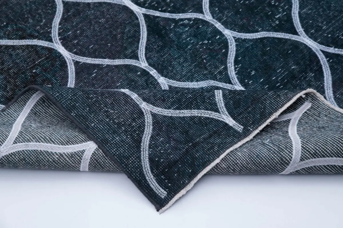 Modern Halı- Gri Pamuk Üzerine Yün El Dokuma Halı-137x286 - Görsel 5