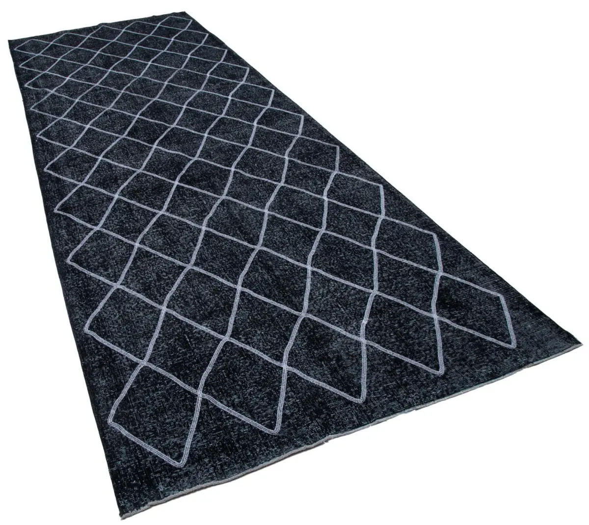 Modern Halı- Siyah Pamuk Üzerine Yün El Dokuma Halı-150x416 - Görsel 2