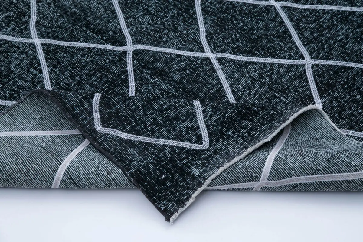 Modern Halı- Siyah Pamuk Üzerine Yün El Dokuma Halı-150x416 - Görsel 5