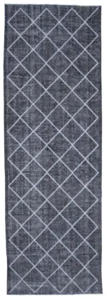 Modern Halı- Gri Pamuk Üzerine Yün El Dokuma Halı-141x423