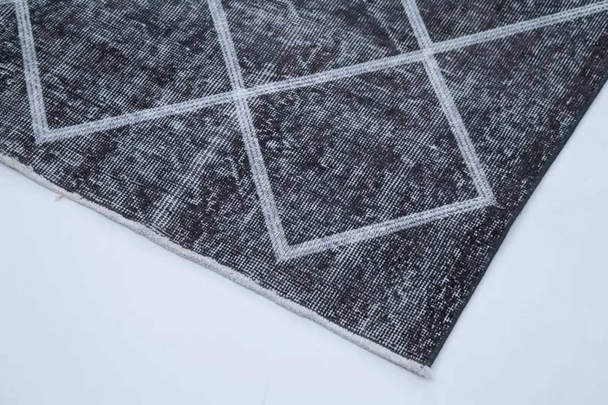 Modern Halı- Gri Pamuk Üzerine Yün El Dokuma Halı-141x423 - Görsel 4