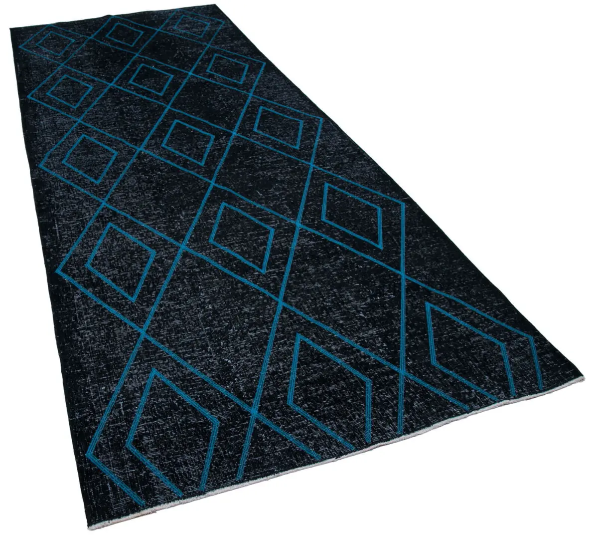 Modern Halı- Siyah Pamuk Üzerine Yün El Dokuma Halı-148x380 - Görsel 2