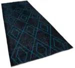 Modern Halı- Siyah Pamuk Üzerine Yün El Dokuma Halı-148x380 - Görsel 2