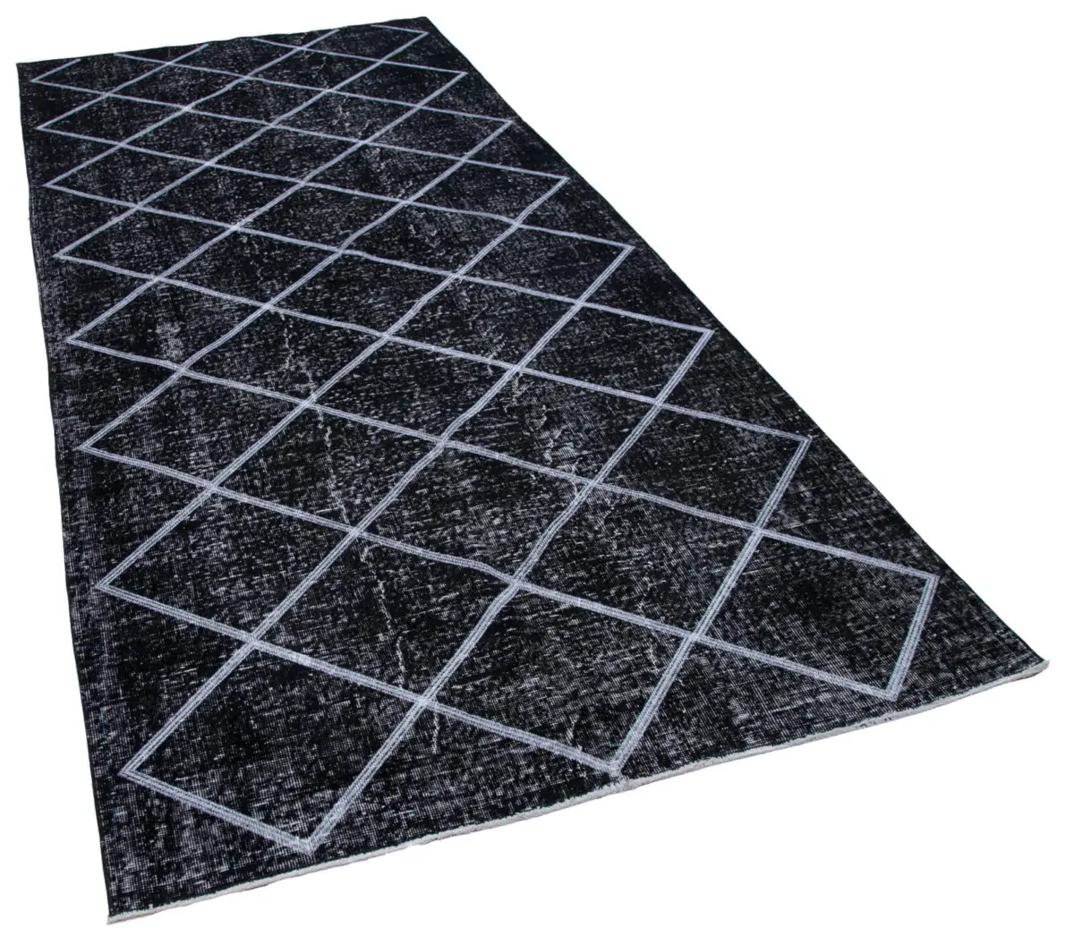 Modern Halı- Siyah Pamuk Üzerine Yün El Dokuma Halı-143x317 - Görsel 2