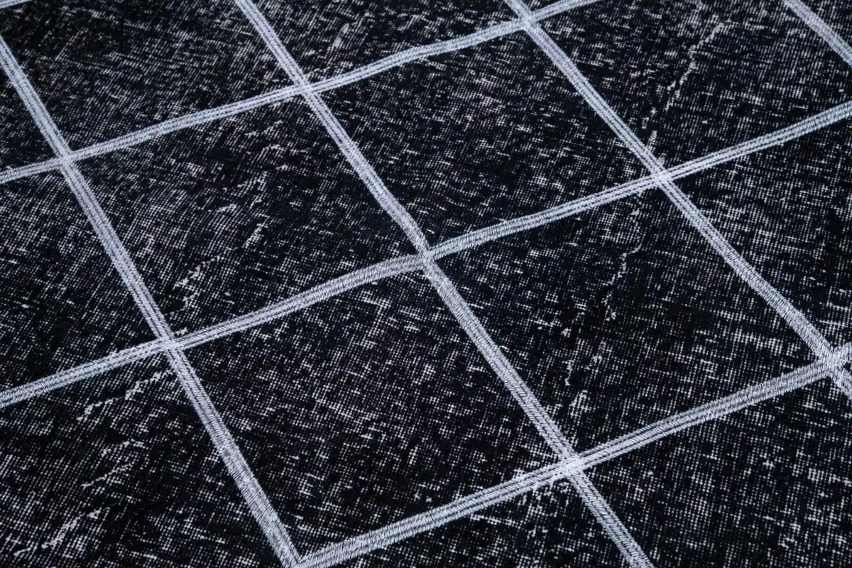 Modern Halı- Siyah Pamuk Üzerine Yün El Dokuma Halı-143x317 - Görsel 6