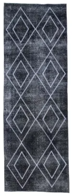 Modern Halı- Gri Pamuk Üzerine Yün El Dokuma Halı-114x332