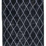 Modern Halı- Siyah Pamuk Üzerine Yün El Dokuma Halı-147x367