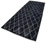 Modern Halı- Siyah Pamuk Üzerine Yün El Dokuma Halı-147x367 - Görsel 3