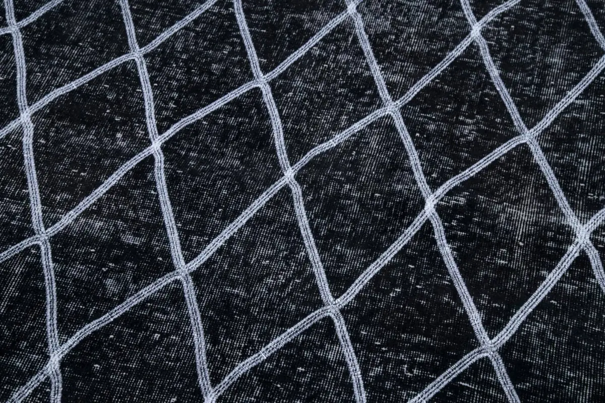 Modern Halı- Siyah Pamuk Üzerine Yün El Dokuma Halı-147x367 - Görsel 6