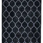 Modern Halı- Siyah Pamuk Üzerine Yün El Dokuma Halı-150x387