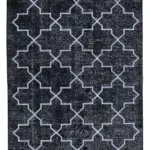 Modern Halı- Siyah Pamuk Üzerine Yün El Dokuma Halı-146x375