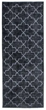 Modern Halı- Siyah Pamuk Üzerine Yün El Dokuma Halı-146x375