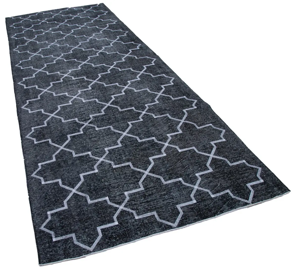 Modern Halı- Gri Pamuk Üzerine Yün El Dokuma Halı-145x382 - Görsel 2