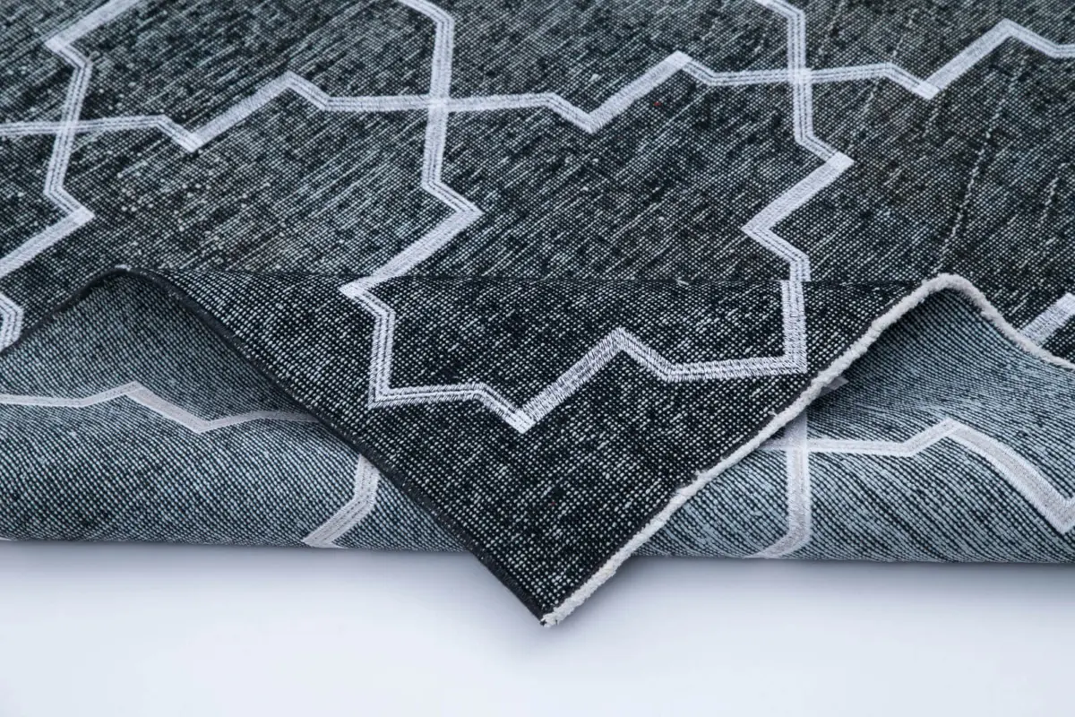 Modern Halı- Gri Pamuk Üzerine Yün El Dokuma Halı-145x382 - Görsel 5