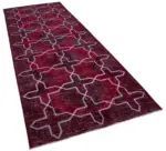 Modern Halı- Kırmızı Pamuk Üzerine Yün El Dokuma Halı-140x370 - Görsel 2