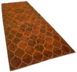 Modern Halı- Turuncu Pamuk Üzerine Yün El Dokuma Halı-148x392 - Görsel 2