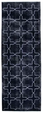 Modern Halı- Siyah Pamuk Üzerine Yün El Dokuma Halı-140x392