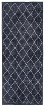 Modern Halı- Gri Pamuk Üzerine Yün El Dokuma Halı-147x370