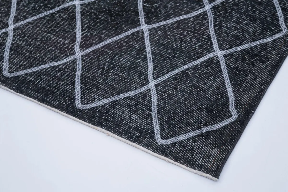 Modern Halı- Gri Pamuk Üzerine Yün El Dokuma Halı-147x370 - Görsel 4