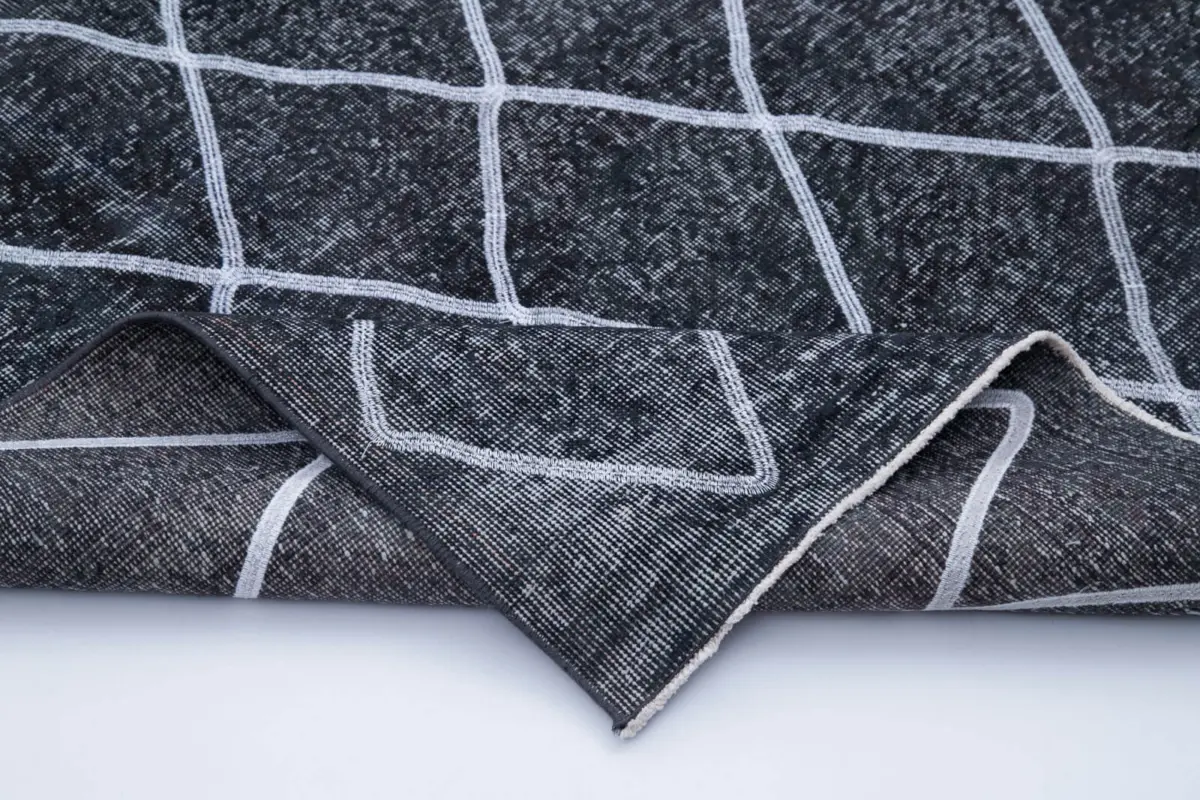 Modern Halı- Gri Pamuk Üzerine Yün El Dokuma Halı-147x370 - Görsel 5