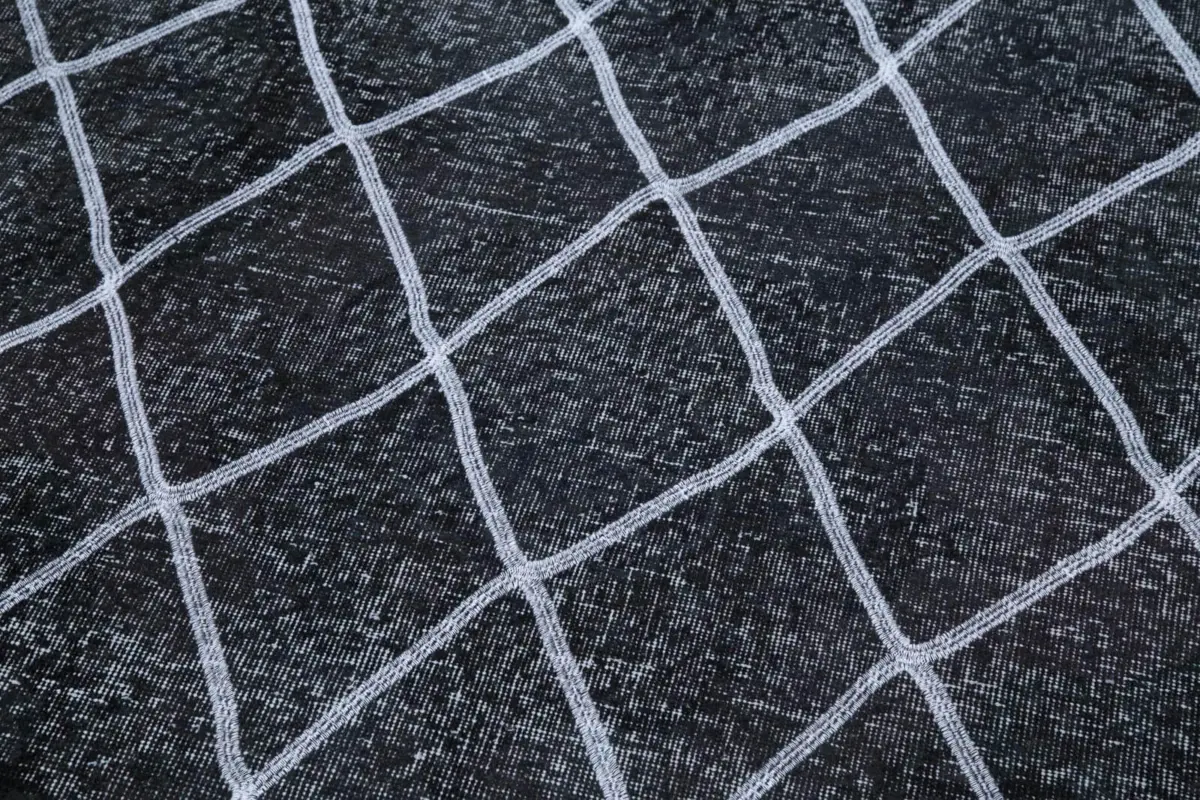 Modern Halı- Gri Pamuk Üzerine Yün El Dokuma Halı-147x370 - Görsel 6