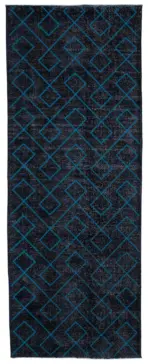 Modern Halı- Siyah Pamuk Üzerine Yün El Dokuma Halı-149x396