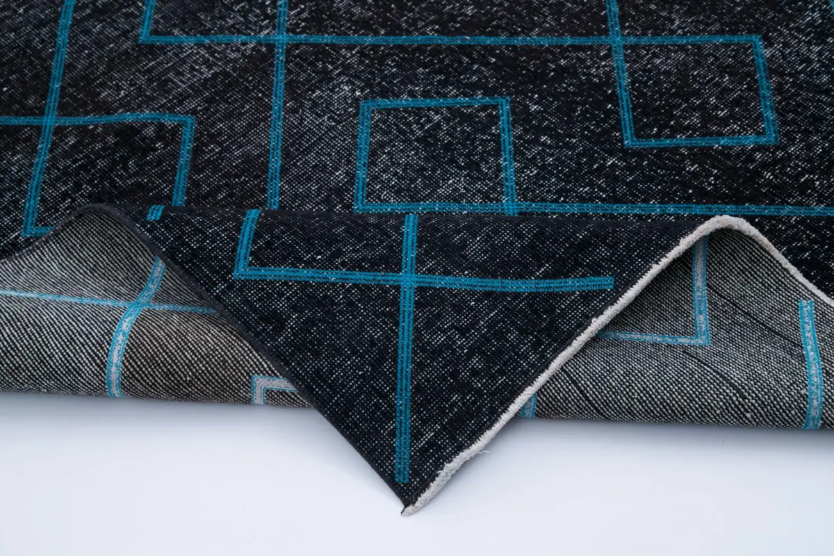 Modern Halı- Siyah Pamuk Üzerine Yün El Dokuma Halı-149x396 - Görsel 5