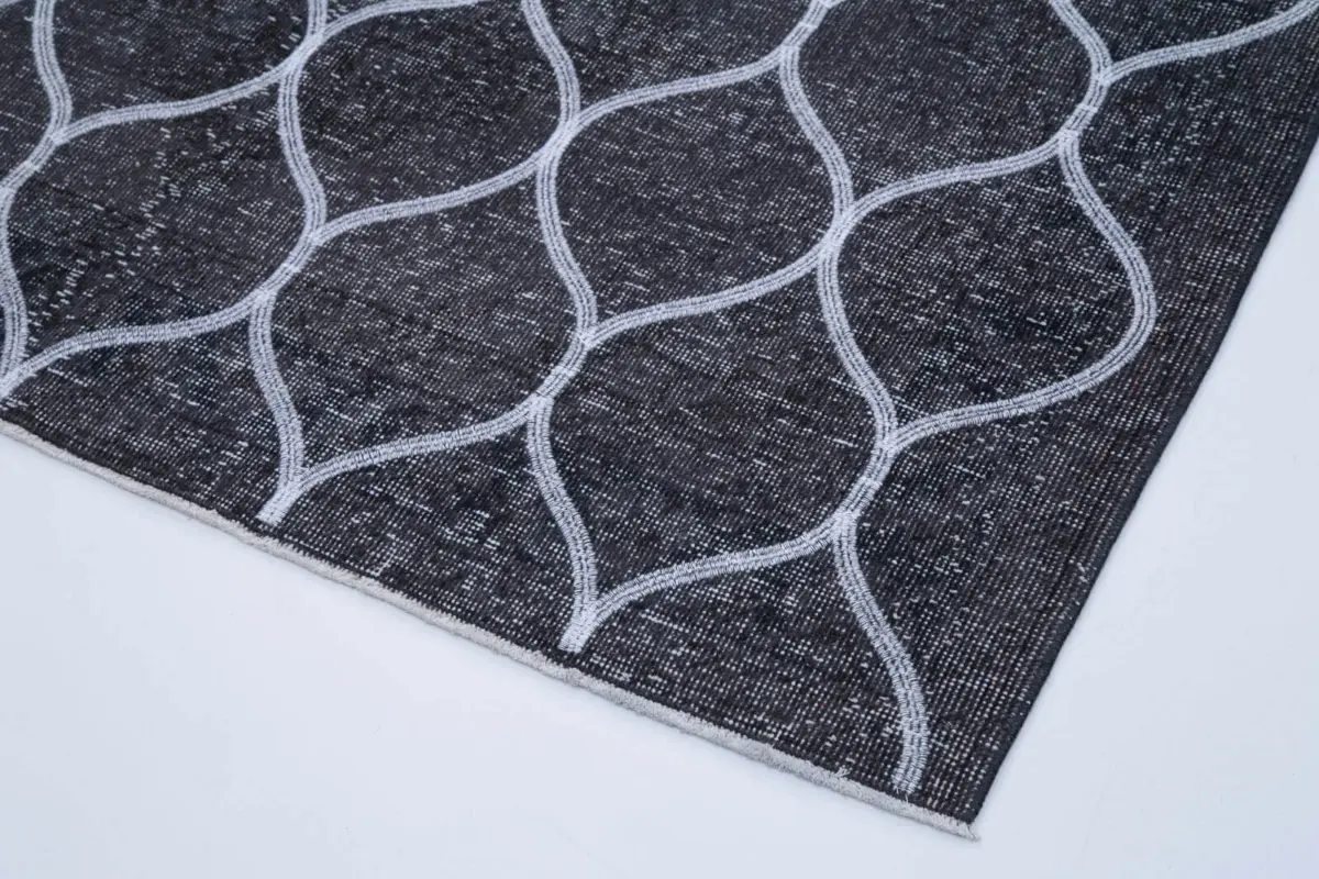 Modern Halı- Gri Pamuk Üzerine Yün El Dokuma Halı-147x387 - Görsel 4