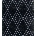 Modern Halı- Siyah Pamuk Üzerine Yün El Dokuma Halı-143x420