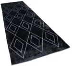 Modern Halı- Siyah Pamuk Üzerine Yün El Dokuma Halı-143x420 - Görsel 2