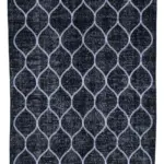 Modern Halı- Siyah Pamuk Üzerine Yün El Dokuma Halı-141x358