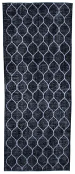 Modern Halı- Siyah Pamuk Üzerine Yün El Dokuma Halı-141x358